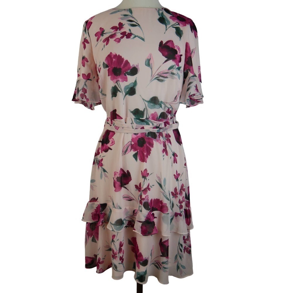 LAUREN Ralph Lauren Petite Floral-Print Georgette Dress Size 14 EUC